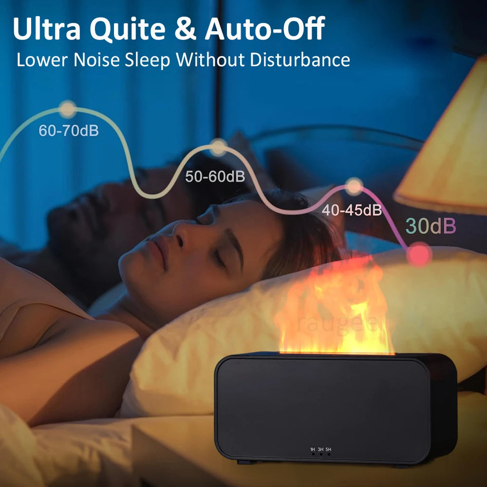 Mini Flame Aroma Diffuser Black – 7-Color Essential Oil Humidifier