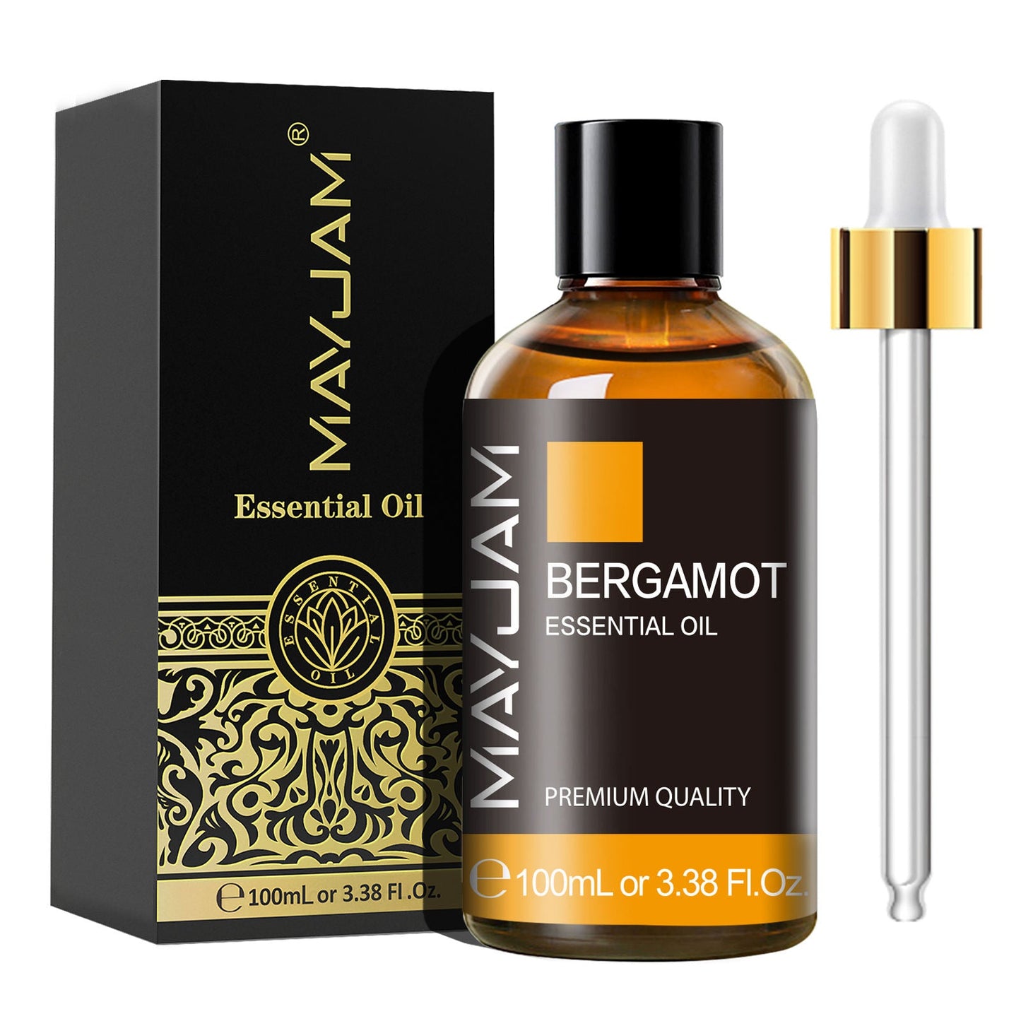 Bergamot Essential Oil 100ml | Natural Aromatherapy | Mayjam Basil - 100ml