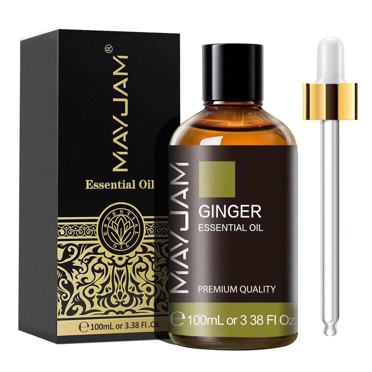 Ginger Essential Oil 100ml | Natural Aromatherapy | Mayjam Basil - 100ml
