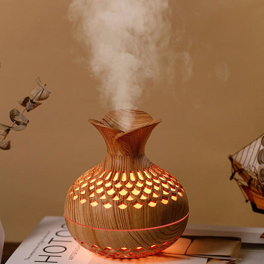 Aroma Diffuser Wood Grain 300ml | USB Ultrasonic Essential Oil Humidifier Light Wood Grain
