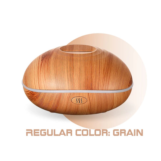 Flame Aroma Diffuser 200ml Wood Grain | Essential Oil Humidifier with Remote & 7-Color LED Light GRAIN